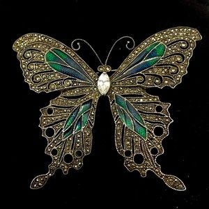 Antique Sterling Silver & Marcasite Butterfly Pin